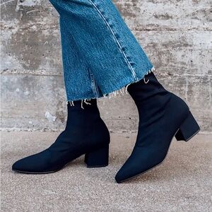 LULUS Aeryn Black Suede pointed-Toe Mid-Calf Sock Boots